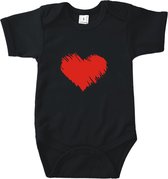 Rompertjes baby met tekst - Heart - Romper zwart - Maat 62/68