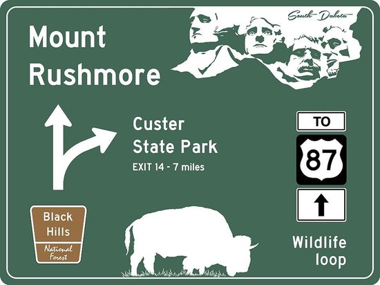 Signs-USA Verkeersbord - Amerika - Mount Rushmore - Wandbord - 60 x 45 cm