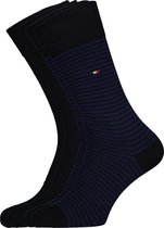 Tommy Hilfiger Small Stripe Socks (2-pack) - herensokken katoen - uni en gestreept - Tommy blauw - Maat: 47-49