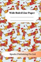 Cute Dog With Santa Hat Theme Wide Ruled Line Paper