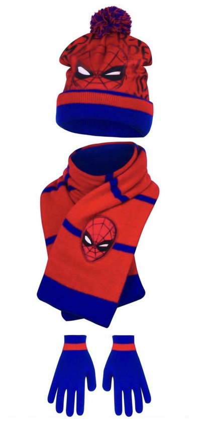 Spiderman winterset - muts+sjaal+handschoenen - 3-delig - One Size 3-6 jaar  | bol.com