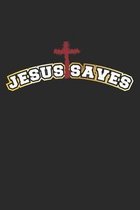Jesus Saves: Notizbuch Geschenk-Idee - Karo - A5 - 120 Seiten