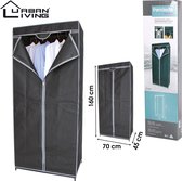 Urban Living Mobiele kledingkast met hang stang - opvouwbaar - grijs - 70 x 45 x 160 cm