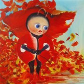 Schilderij: Lieveherfstbeestje 30 x 30 cm (  Twinkelschilderijen - topcadeaus- baby's - kinderen - verjaardagen - kraamcadeau - beestje - lieveheersbeestje - rood - sprookje - kuns