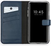 iPhone 11 Hoesje met Pasjeshouder - Selencia Echt Lederen Booktype - Blauw