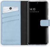 Samsung Galaxy A41 Hoesje met Pasjeshouder - Selencia Echt Lederen Booktype - Lichtblauw