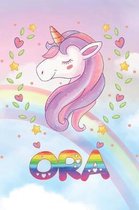 Ora: Ora Unicorn Notebook Rainbow Journal 6x9 Personalized Customized Gift For Someones Surname Or First Name is Ora