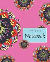Unique Notebook: 'Unique Notebook' with Mandala designed cover 8' x 10' with 200 College Ruled line pages for note taking, composition,