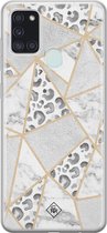 Samsung A21s hoesje siliconen - Stone & leopard print | Samsung Galaxy A21s case | mint | TPU backcover transparant