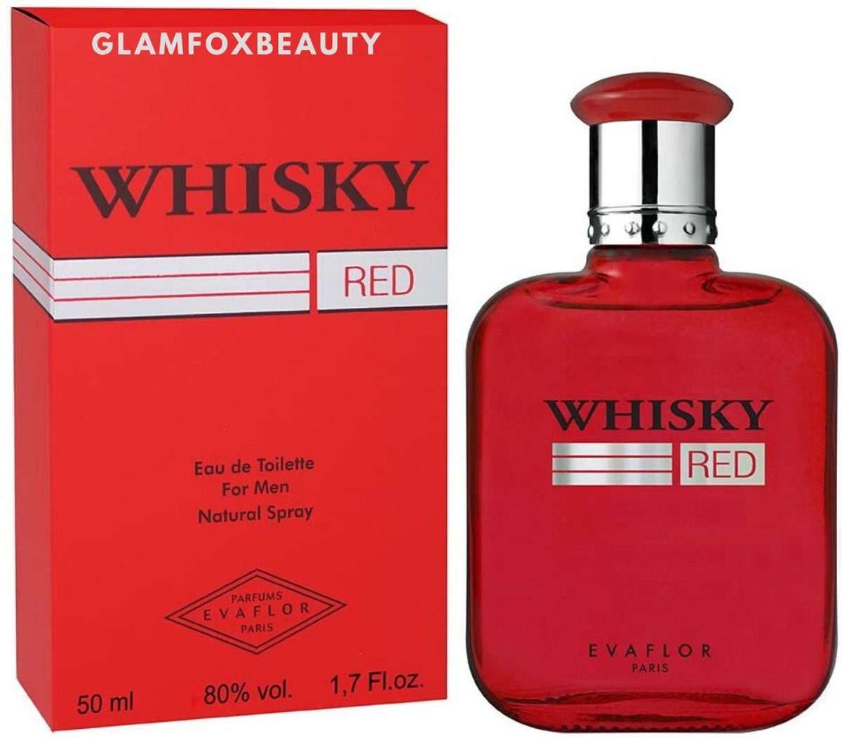 Whisky - RED - Heren Parfum - Zoete geur met Kardemom - Cederhout - Mos - 100 ml - Evaflor