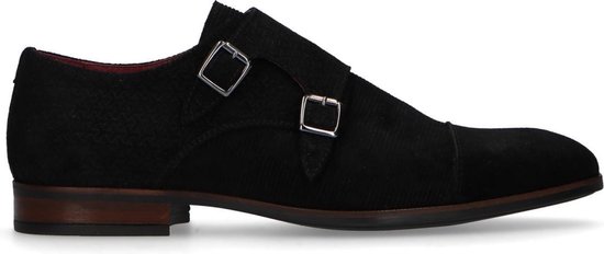 Manfield - Heren - Zwarte suède gespschoenen - Maat 42 | bol.com