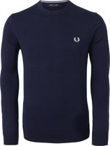 Fred Perry O-hals trui wol - blauw -  Maat: L