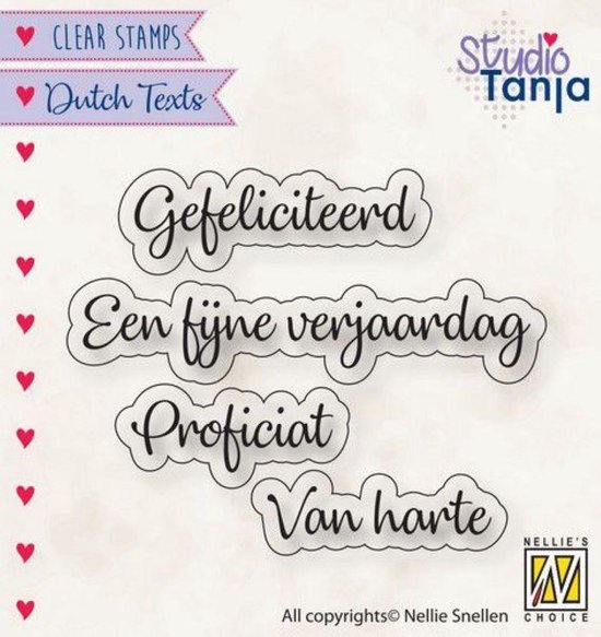 Dtcs027 Clearstamp Dutch Texts Nellie Snellen - Stempel tekst Proficiat Gefeliciteerd van harte Fijne verjaardag