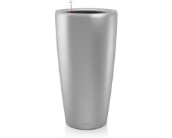 LECHUZA RONDO PREMIUM 40 - Plantenbak - met uitneembare binnenbak - met bewateringssysteem - ALL-IN-ONE set met LECHUZA-PON - zilver metallic