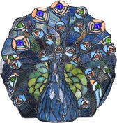 Lumilamp Tiffany Tafellamp 32x30 cm Blauw Groen Glas Pauw