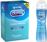 Durex – Classic Natural Condooms 20 stuks & Durex Play Sensitive Glijmiddel 50 ml