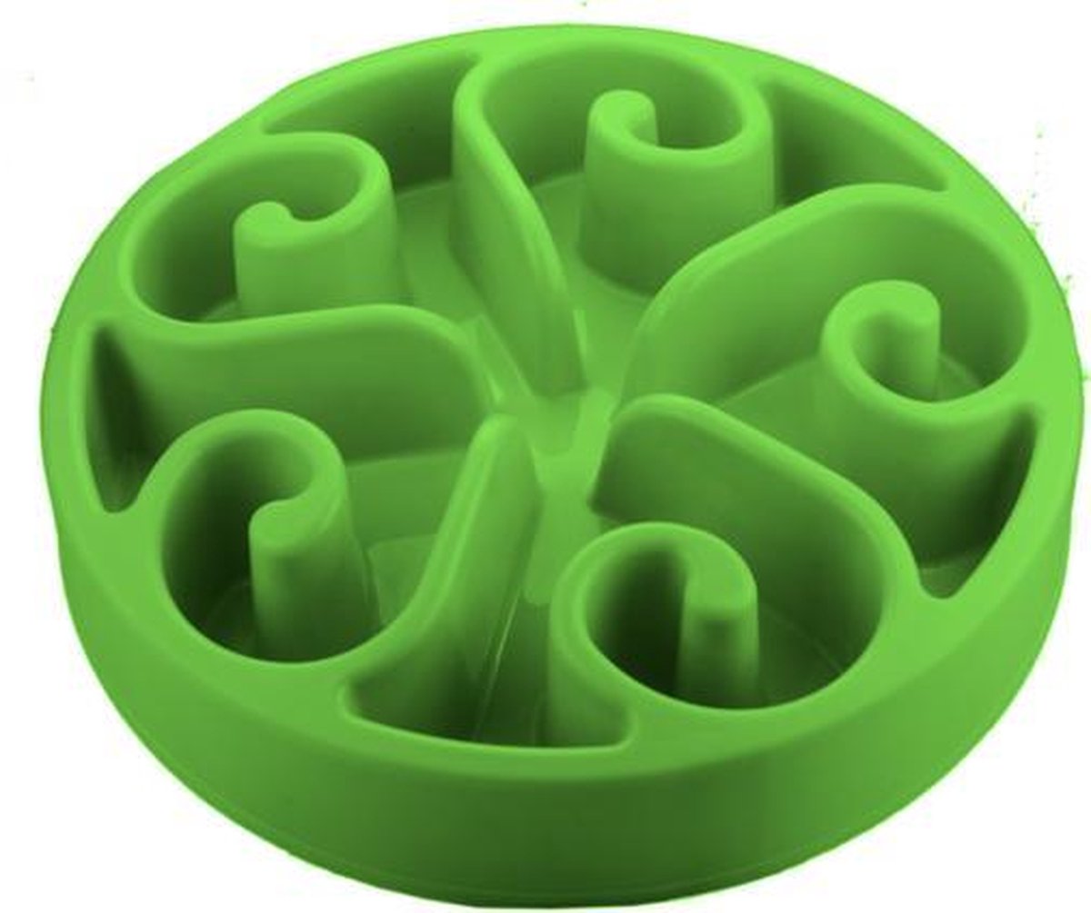 Eat Slow Live Longer Original Groen - Anti schrok voerbak - Dierenvoerbak Hondenvoerbak S