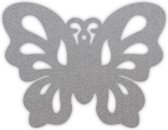 Vlinder onderzetter - Vilt - Lichtgrijs - 6 stuks - 10,5 x 9,5 cm - Tafeldecoratie - Glas onderzetter - Cadeau - Woondecoratie - Woonkamer - Tafelbescherming - Onderzetters Voor Gl