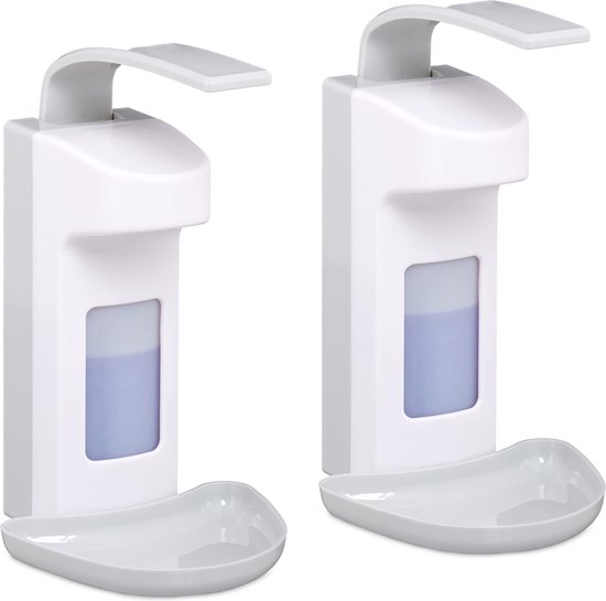 beha Zaailing bijzonder Relaxdays 2x desinfectie dispenser met lekbakje - zeepdispenser - handen  desinfecteren | bol.com