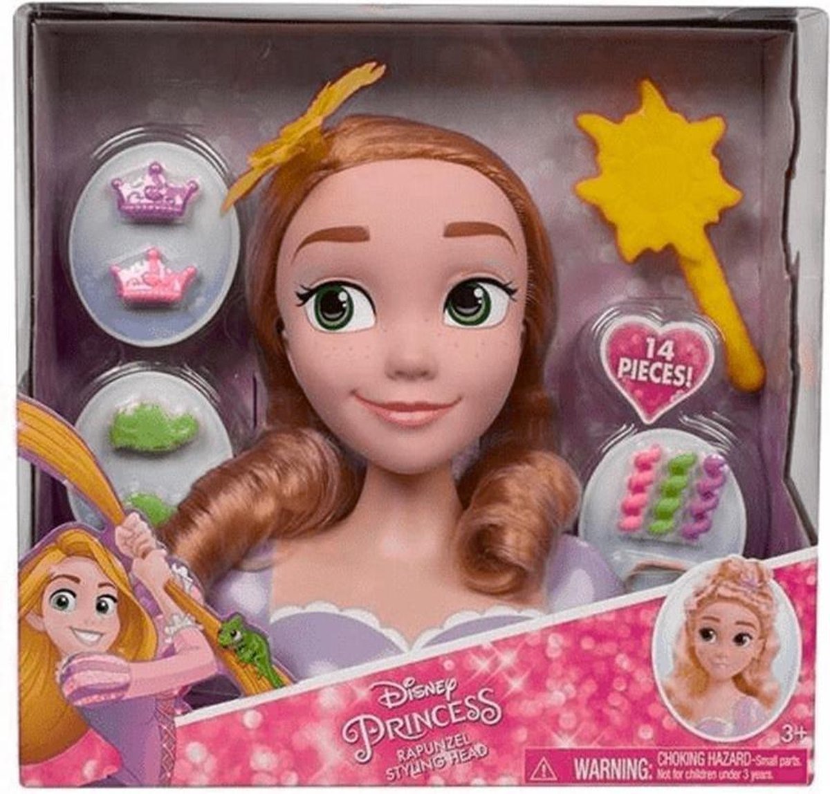 Disney Princesses - Raiponce, Tête à Coiffer et à Maquiller Deluxe,  Accessoires Cheveux & Maquillage (yeux, lèvres, ongles), Jouet pour enfants  dès 3