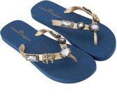 Braziliaanse Slippers/ Groot favoriet/ Teen sandaal/Tenen/Blauw/Olifant beeld/Teen Slippers