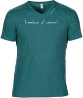 G-TOWN Freedom Of Speech Heather Galapagos Blue Heren T-shirt Semi fit Maat L