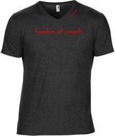 G-TOWN Freedom Of Speech Zwart  Heren T-shirt Maat XXL