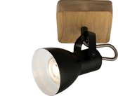 Briloner Leuchten ARBO - wandlamp - spot draaibaar - GU10 max. 35W - Materiaal: hout en Metaal - Kleur: zwart