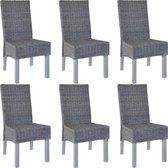 Eetkamerstoelen set 6 stuks  Rotan en Mango hout  (Incl LW anti kras viltjes) - Eetkamer stoelen - Extra stoelen voor huiskamer - Dineerstoelen – Tafelstoelen