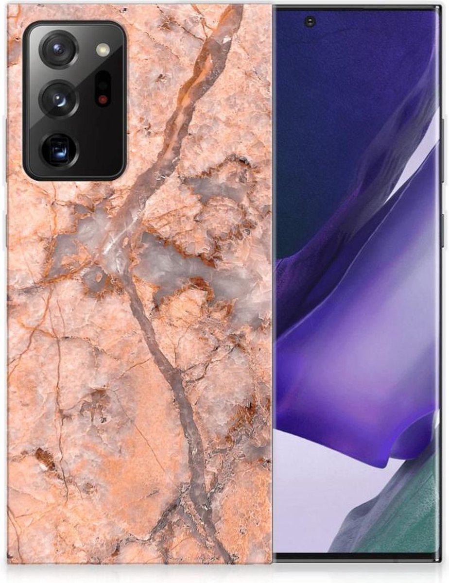 Samsung Galaxy Note20 Ultra TPU Siliconen Hoesje Marmer Oranje