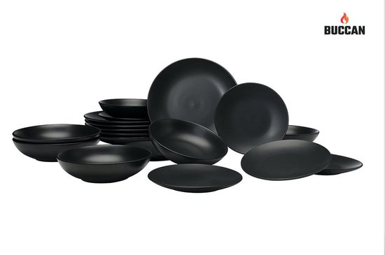 Buccan borden set - Matt Onyx - zwart - 18pcs | bol.com