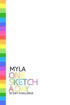 Myla: Personalized colorful rainbow sketchbook with name