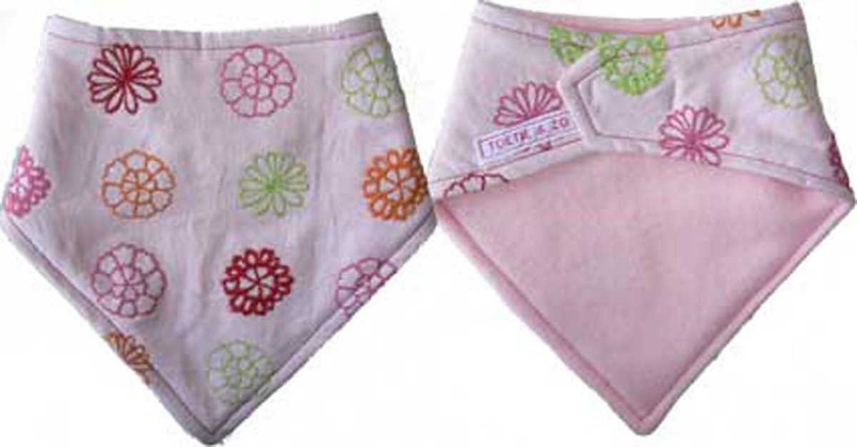 Goedkoopste Toetie & Zo Handgemaakte Slabber Pink Flowers - Slabbetje - Slab - Bandana - Spuugdoek - Baby - Kraamkado - Roze