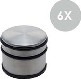 Home & Style - RVS deurstopper rond - 1.2 kg - 9 x 7.5cm - 6 stuks