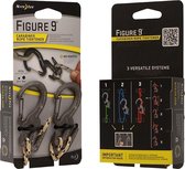 Nite Ize Figuur 9 karabijnhaak Koord Opspanner - Small - Zwart - 2 Stuks met Koord
