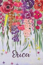 Erica: Personalized Lined Journal - Colorful Floral Waterfall (Customized Name Gifts)