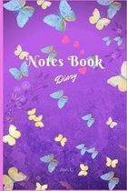 Notes Book Diary: Notes Book Diary Flower Flora Lovely Butterfly DATE Blue Line