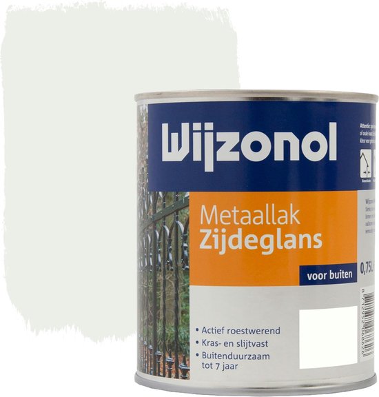 Blik Wijzonol Metaallak Zijdeglans wit 0,75L. Zegelglans lak voor buiten.