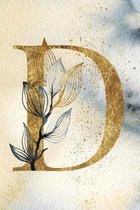 Monogram Notebook D: 6 x 9 Gold Initial Diary for Women