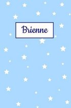 Brienne: Personalized Name Journal. Wide Ruled (Lined) Writing Diary, Composition Book. Baby Blue Star Cover for Girls, Kids an