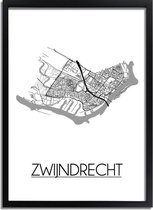 DesignClaud Zwijndrecht Plattegrond poster A3 + Fotolijst zwart