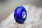 Urn-Crematie as gedenk bedel-Crematie-as vast in glas-Crematieas kraal-Semi Transparant-Blauw Zilverglas- Assieraad-Gedenkbedel voor aan armband-Gedenkbedel voor aan ketting-Urn-Urn mens-Urn 