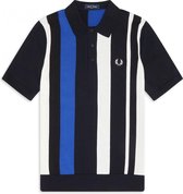 Fred Perry - Bold Stripe Knitted Shirt - Katoenen Shirt - M - Blauw