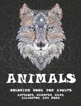 Animals - Coloring Book for adults - Antelope, Hamster, Hare, Alligator, and more