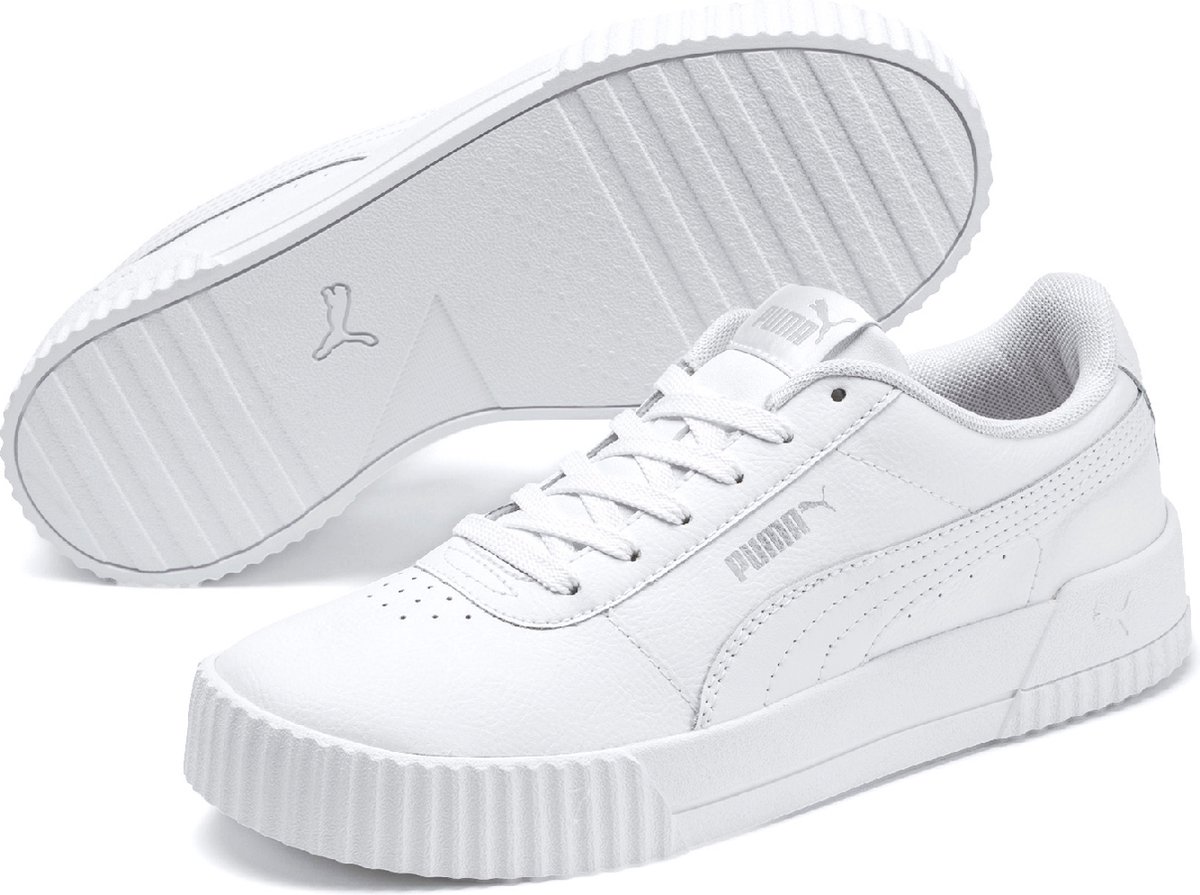 PUMA Carina L Dames Sneakers - Puma White-Puma White-Puma Silver - Maat 40  | bol.com
