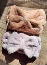 Haarband Make Up - 2 STUKS - Badstoffen Bandeau - Badstof - Met Strik - Hoofdband Fashion