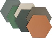 Leren onderzetters 'Hexagon' - 6 stuks | MIXED