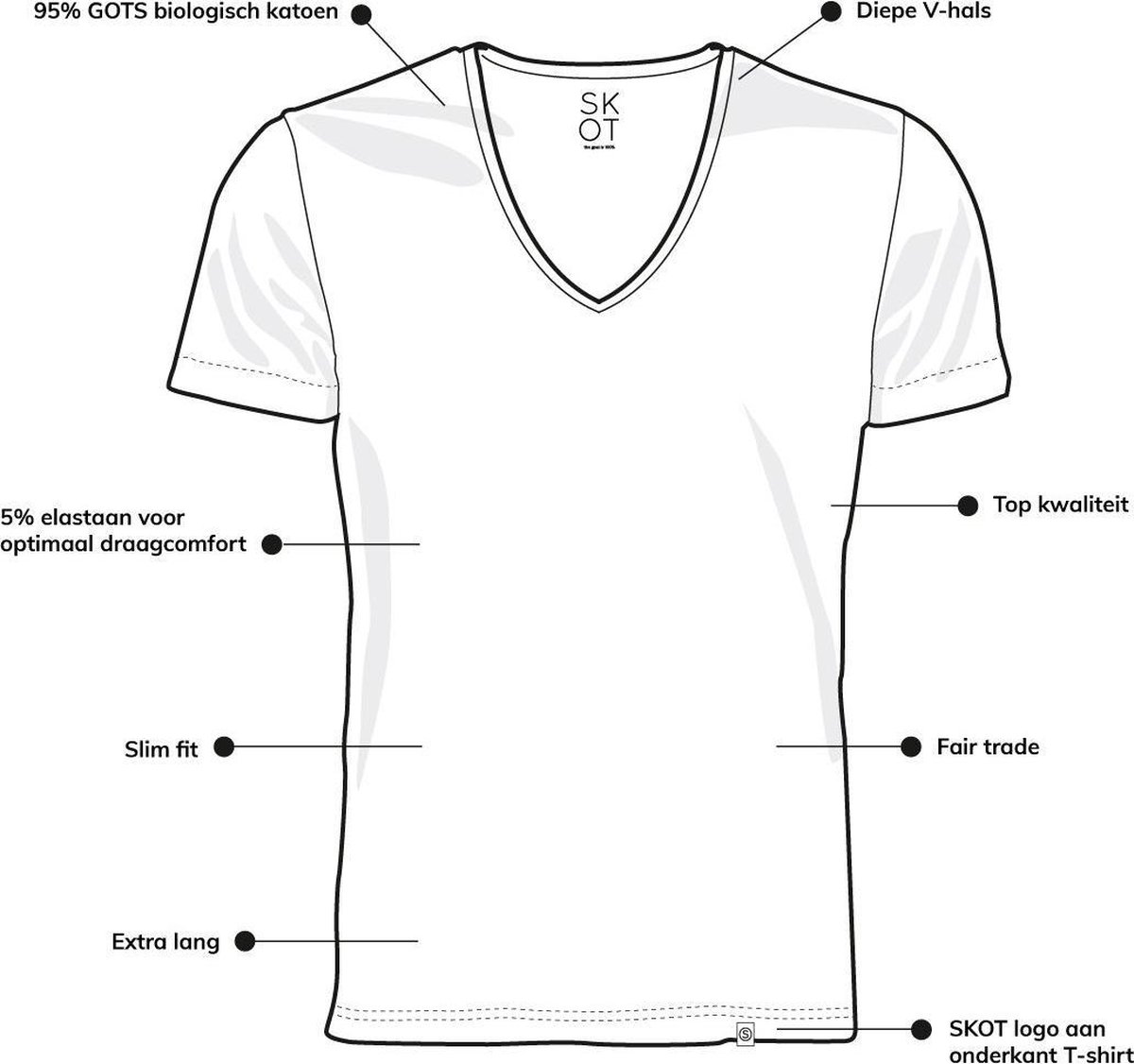 BAYDO V-hals allover modern dessin heren T-Shirt Wit