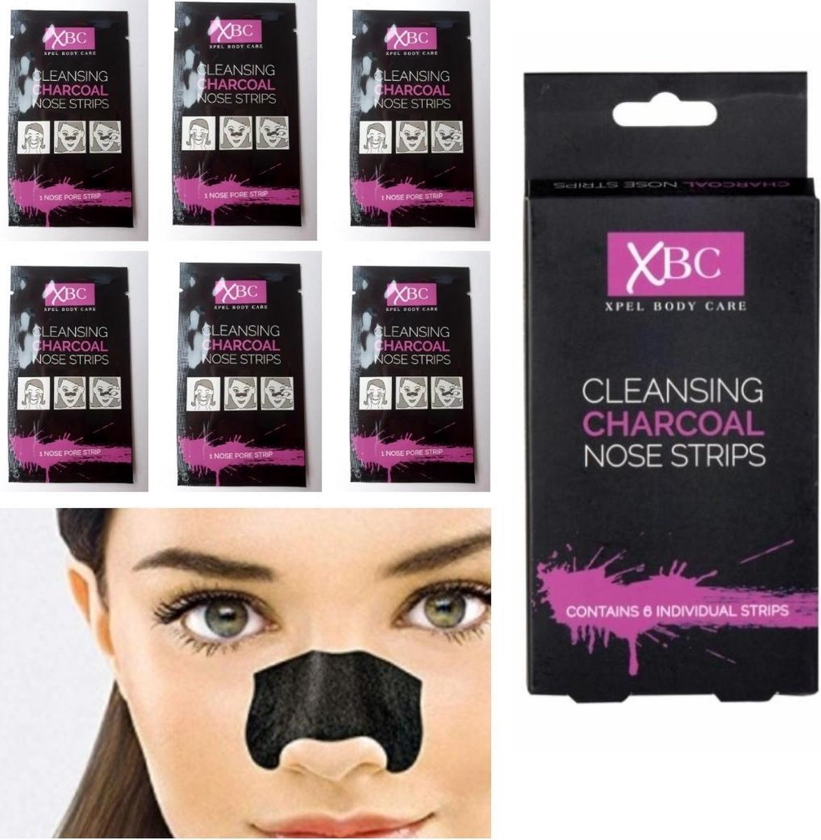 Charcoal neus strips 6 strips cleansing charcoal strips mee