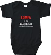 Rompertjes baby met tekst - Bompa is de allerliefste van de hele wereld - Romper zwart - Maat 74/80